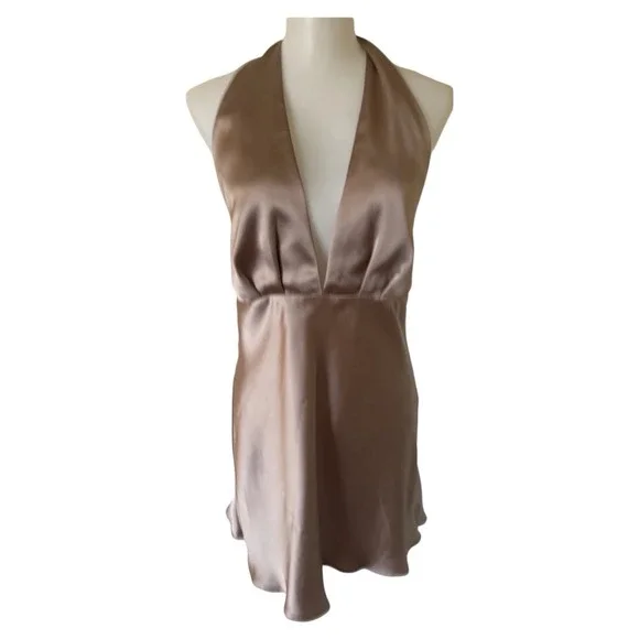 Zara | Dresses | New Zara Gold Satin Effect Mini Dress Halter Size Medium  347331 | Poshmark